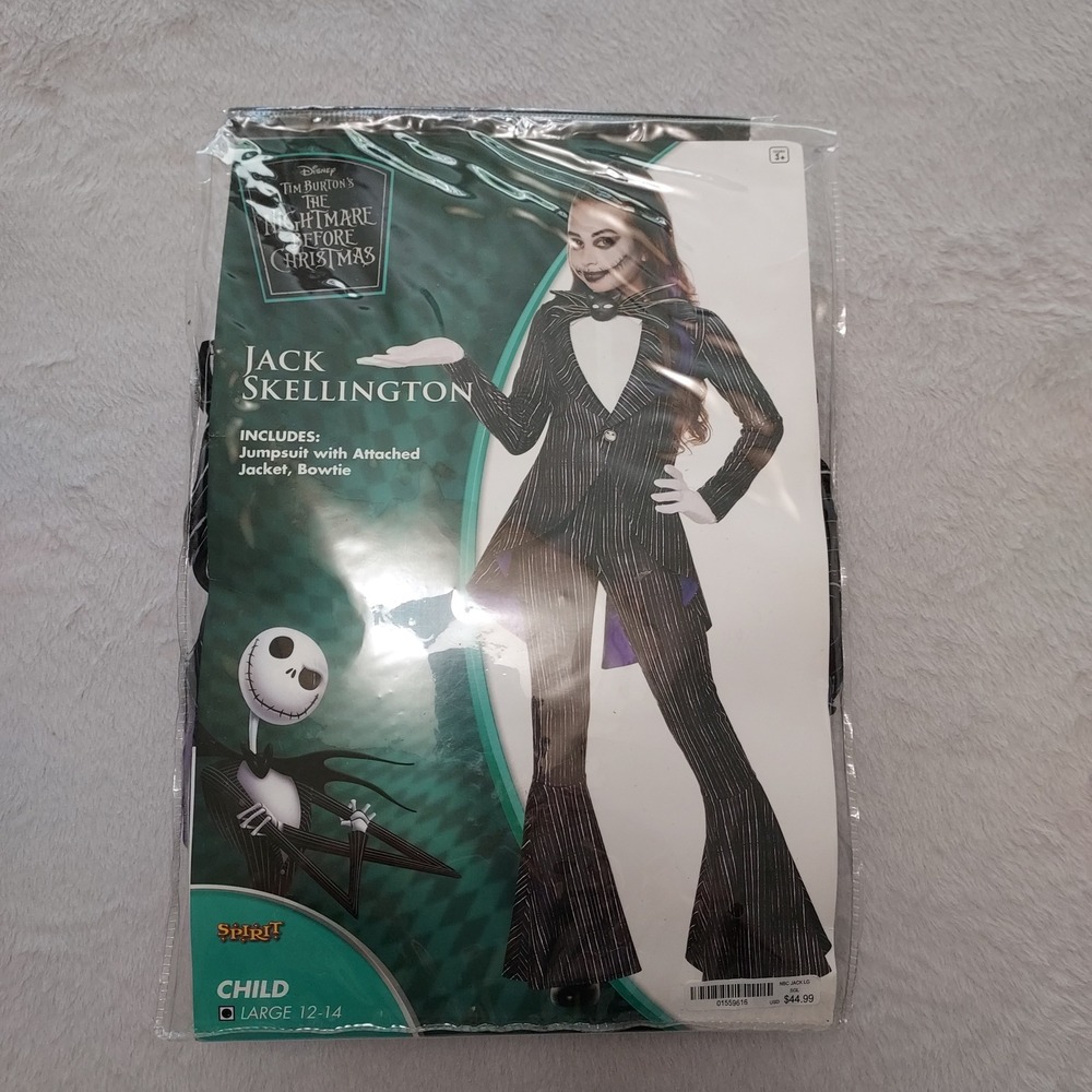 The Nightmare Before Christmas Jack Skellington Costume Girl's Size Large 12-14